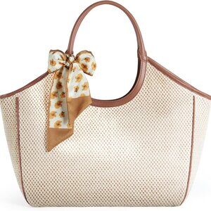 Beach Bags for Women Large Straw Tote Raffia Woven Shoulder Bag Sand-Proof for B